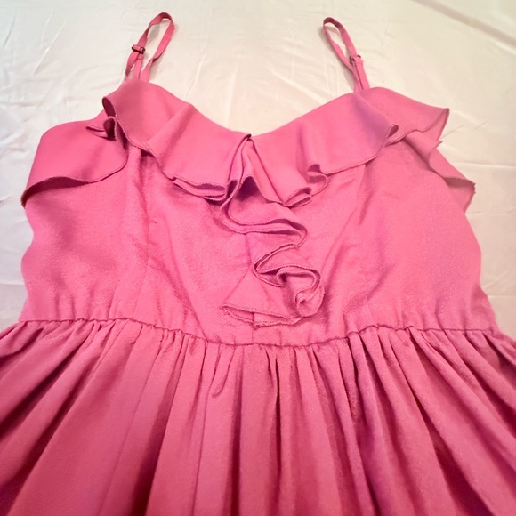 Eight Sixty Y2K Dark Pink Ruffle Mini Spaghetti Strap V-neck Dress Size Small - Picture 5 of 9